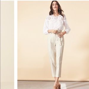 Ann Taylor Paperbag Belted Pants - Smooth Stone